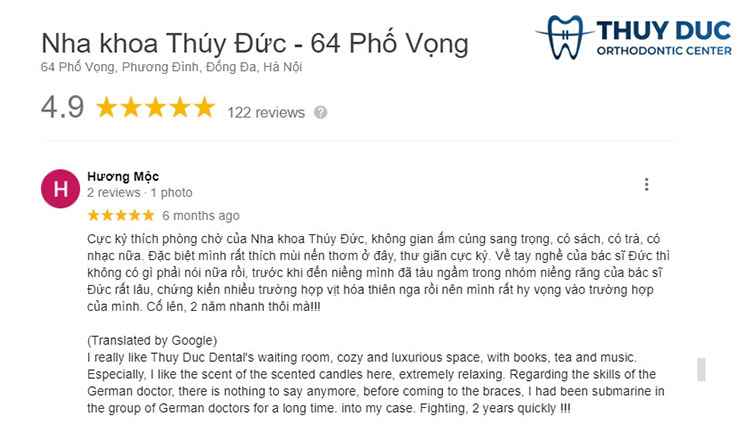 Đánh giá của khách hàng trên Google 1