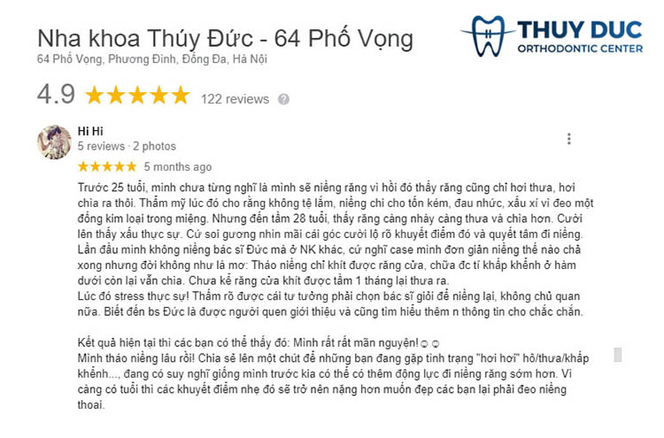 Đánh giá của khách hàng trên Google 2