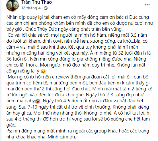 Feedback của khách hàng niềng răng tại Nha khoa Thúy Đức 1