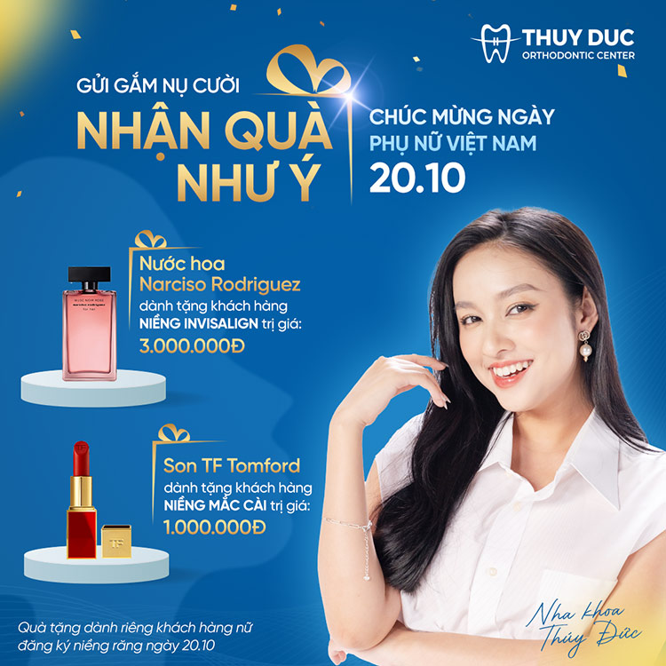 Quà tặng KHỦNG nhân ngày Quốc Tế Phụ Nữ 20/10 tại Nha khoa Thúy Đức 1
